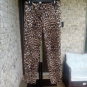 Michael Kors Mid Rise Leopard Print cropped trouser pants Size 6